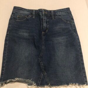 Universal threads Dark Blue Jean Skirt Raw Hem - 6